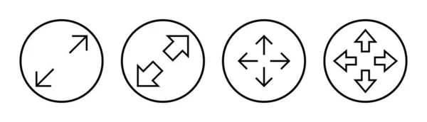Pełny Ekran Ikona Zestaw Ilustracji Rozwiń Pełnego Znaku Ekranu Symbolu — Wektor stockowy
