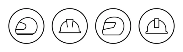 Illustration Jeu Icônes Casque Casque Moto Signe Symbole Icône Casque — Image vectorielle