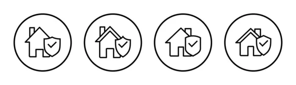 Home Insurance Icon Set Illustration Home Protection Sign Symbol — Stock Vector