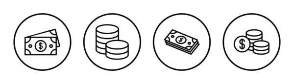 Набір Іконок Грошей Ілюстрація Грошовий Знак Символ — стоковий вектор