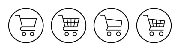 Shopping Ikone Gesetzt Illustration Warenkorbschild Und Symbol Trolley Symbol — Stockvektor