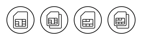 シムカードのアイコンセットイラスト デュアルSimカードのサインと記号 — ストックベクタ