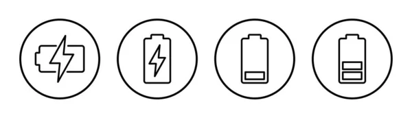 Akku Icon Set Illustration Ladezeichen Und Symbol Der Batterie Ladezustand — Stockvektor