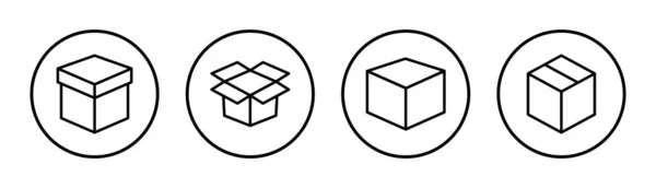 Εικόνα Συνόλου Εικονιδίων Πλαισίου Θέση Και Σύμβολο Δέμα Συσκευασία — Διανυσματικό Αρχείο