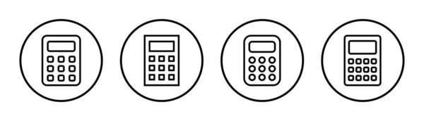 Illustrazione Set Icona Calcolatrice Segno Simbolo Della Calcolatrice Contabile — Vettoriale Stock