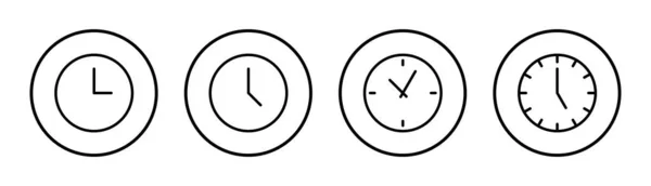 時計のアイコンセットイラスト 時刻表示と記号 アイコンを見て — ストックベクタ