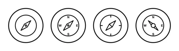 Компас Набір Іконок Ілюстрація Значок Символ Стрілкою Компаса — стоковий вектор