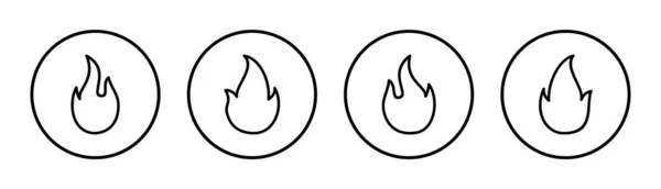 Ikona Ognia Zestaw Ilustracji Znak Symbol Pożaru — Wektor stockowy