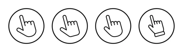Illustrazione Set Icona Cursore Mano Segno Simbolo Del Cursore Mano — Vettoriale Stock