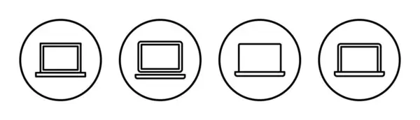 ノートパソコンのアイコンセットイラスト コンピュータの記号と記号 — ストックベクタ