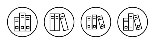 Illustrazione Set Icona Biblioteca Segno Simbolo Dell Educazione — Vettoriale Stock