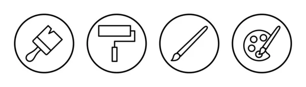 Малювати Іконку Набору Ілюстрацій Знак Символ Пензля Вектор Піктограми Фарби — стоковий вектор
