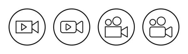 ビデオアイコンセットイラスト ビデオカメラのサインとシンボル 映画のサインだ — ストックベクタ