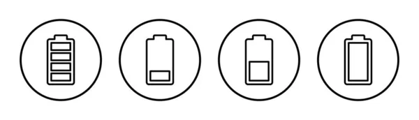 バッテリーアイコンセットイラスト バッテリー充電記号と記号 バッテリー充電レベル — ストックベクタ