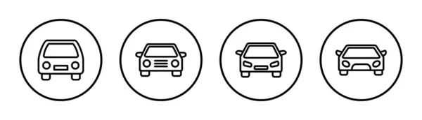 車のアイコンセットイラスト 車の記号と記号 小さなセダン — ストックベクタ