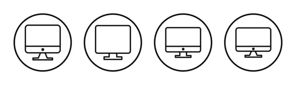 Иллюстрация Набора Значков Компьютера Знак Символ Монитора Компьютера — стоковый вектор