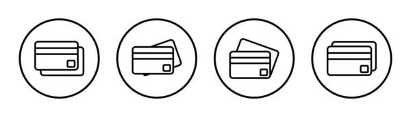 Ilustração Conjunto Ícone Cartão Crédito Cartão Crédito Sinal Pagamento Símbolo — Vetor de Stock