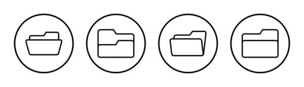 Mappe Ikon Sæt Illustration Mappetegn Symbol – Stock-vektor