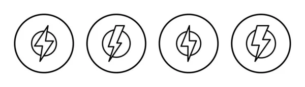 Illustrazione Set Icona Fulmine Segno Elettrico Simbolo Icona Del Potere — Vettoriale Stock