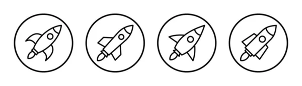 火箭图标集说明 启动标志和符号 火箭发射器图标 — 图库矢量图片