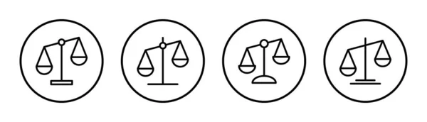 Масштаби Набору Ілюстрацій Піктограм Значок Масштабу Закону Знак Справедливості Символ — стоковий вектор