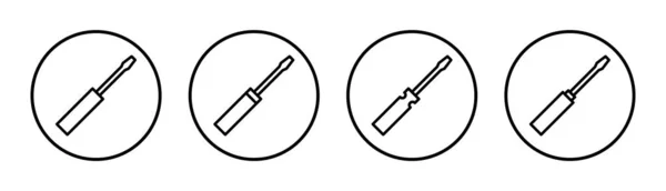 Skruvmejsel Ikon Set Illustration Verktyg Tecken Och Symbol — Stock vektor
