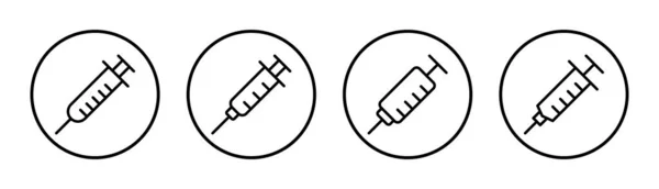 Набір Іконок Шприца Ілюстрація Знак Єкції Символ Значок Вакцини — стоковий вектор
