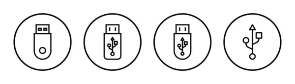 Usb Icono Conjunto Ilustración Signo Disco Flash Símbolo Señal Unidad — Archivo Imágenes Vectoriales