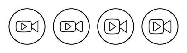 Εικονογράφηση Συνόλου Εικονίδιο Βίντεο Σημάδι Βιντεοκάμερας Και Σύμβολο Σινεμά Κινηματογράφος — Διανυσματικό Αρχείο