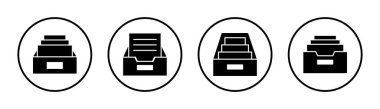 Arşiv dizinleri simgesi çizimi. Belge vektör simgesi. Depolama simgesini arşivle.