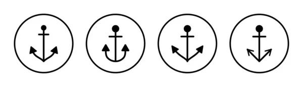 Illustration Jeu Icônes Ancrage Ancre Symbole Ancre Icône Marine — Image vectorielle