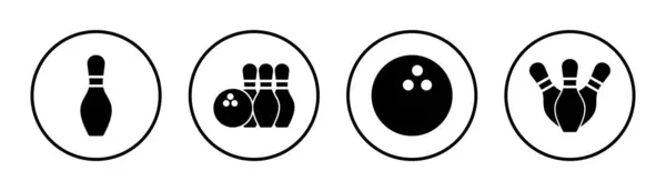 ボウリングアイコンセットイラスト ボウリングボールとピンのサインとシンボル — ストックベクタ