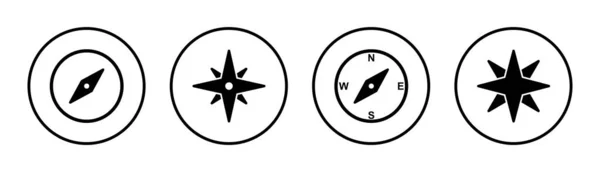 Bussola Icona Set Illustrazione Freccia Bussola Icona Segno Simbolo — Vettoriale Stock