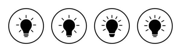 ランプアイコンセットイラスト 電球の記号と記号 アイデアシンボル — ストックベクタ