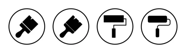 ペイントアイコンセットイラスト ブラシのサインとシンボルをペイント ローラーアイコンベクトルをペイント — ストックベクタ
