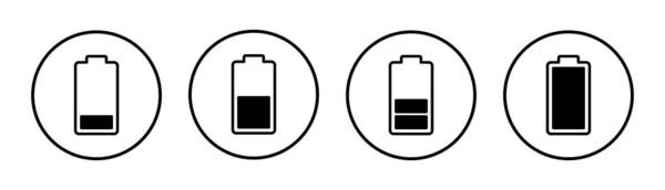 Icono Batería Conjunto Ilustración Signo Carga Batería Símbolo Nivel Carga — Vector de stock