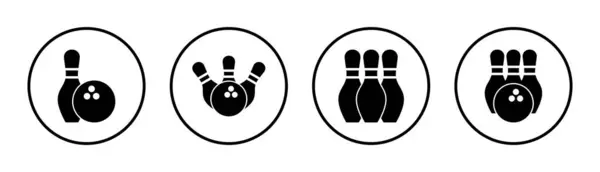 Bowling Ikon Készlet Illusztráció Bowling Golyó Pin Jel Szimbólum — Stock Vector