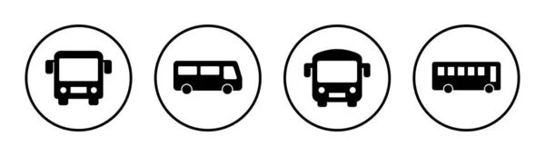 バスアイコンセットイラスト バスの標識と記号 輸送記号 — ストックベクタ