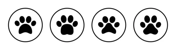 Illustration Jeu Icônes Signe Symbole Impression Patte Patte Chien Chat — Image vectorielle