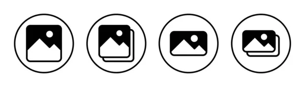 Набір Іконок Зображення Знак Символ Фотогалереї Піктограма Зображення — стоковий вектор