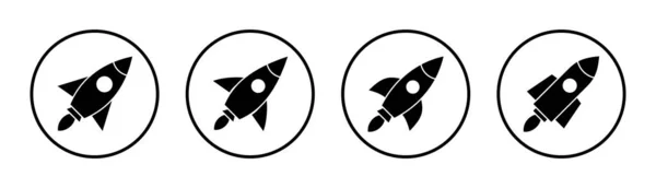 Illustration Jeu Icônes Signe Symbole Démarrage Icône Lanceur Fusée — Image vectorielle