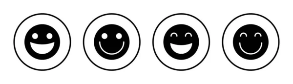 Ilustracja Zestawu Ikon Uśmiechu Uśmiech Ikona Emotikony Znak Zwrotny Symbol — Wektor stockowy