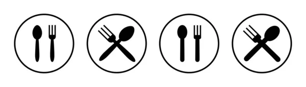 Löffel Und Gabel Icon Set Illustration Löffel Gabel Und Messer — Stockvektor