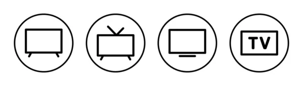 电视图标集插图 电视信号和符号 — 图库矢量图片