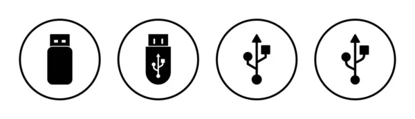 Ikona Usb Zestaw Ilustracji Znak Symbol Dysku Flash Znak Pamięci — Wektor stockowy