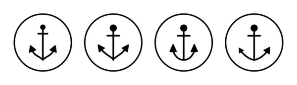 锚图标集插图 锚的标志和符号 锚船用图标 — 图库矢量图片