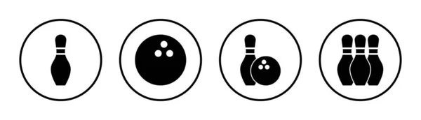 Ілюстрація Набору Значків Боулінгу Боулінгу Знак Штифта Символ — стоковий вектор