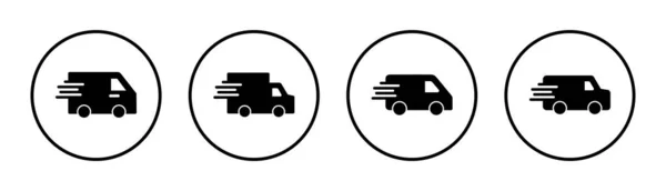 Ikona Dodávkového Vozu Nastavena Ilustraci Nákladní Auto Symbol Ikona Rychlé — Stockový vektor