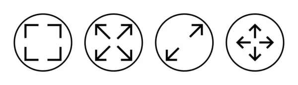 Pełny Ekran Ikona Zestaw Ilustracji Rozwiń Pełnego Znaku Ekranu Symbolu — Wektor stockowy