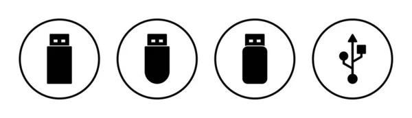 Набір Значків Usb Ілюстрація Флеш Диск Знак Символ Знак Флеш — стоковий вектор